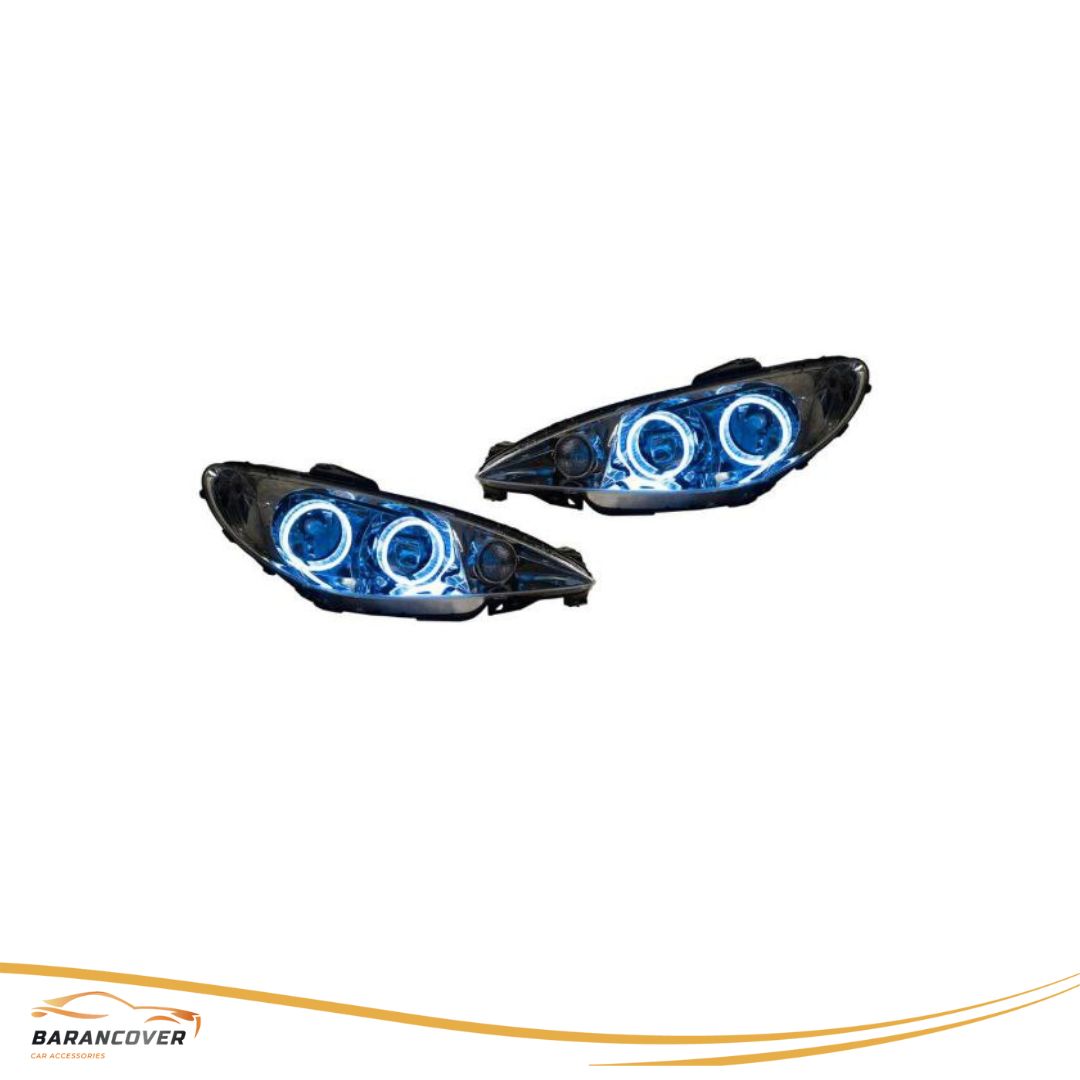 چراغ جلو 206 طرح دو گرد bmw رنگ یخی مارک مدرن بسته دو عددی