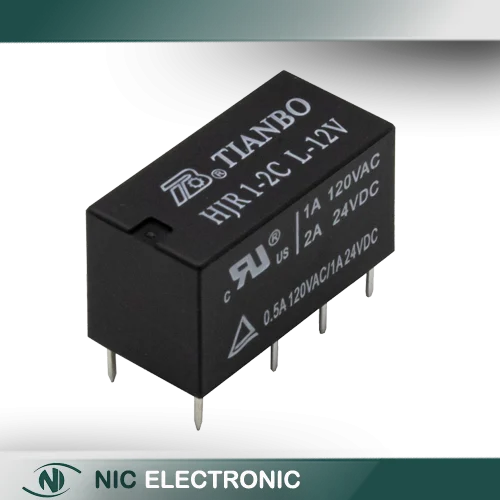 رله مخابراتی 12V دو کنتاکت مارک TIANBO کد HJR1-2CL-12V