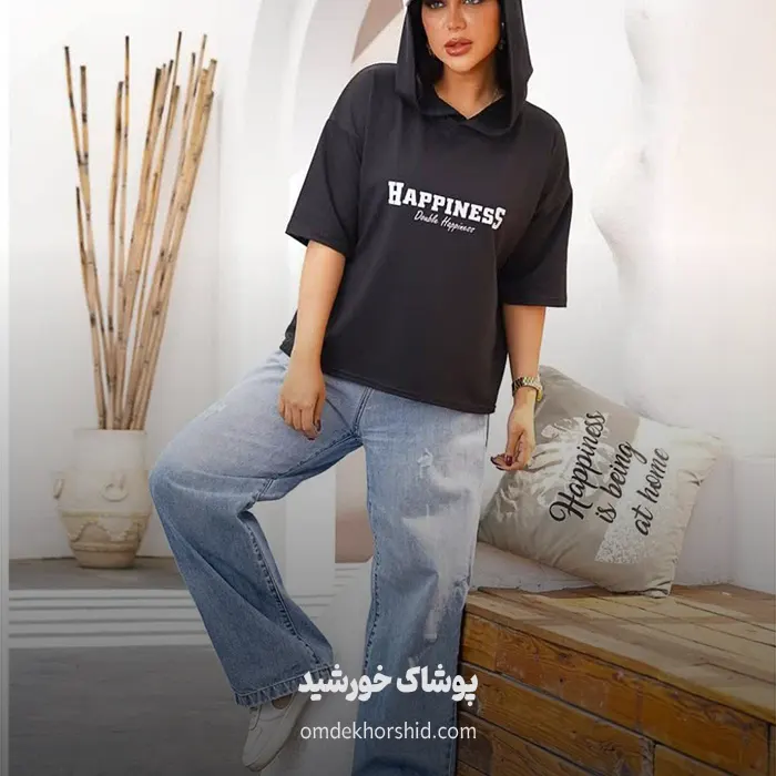 تیشرت باکسی کلاهدار