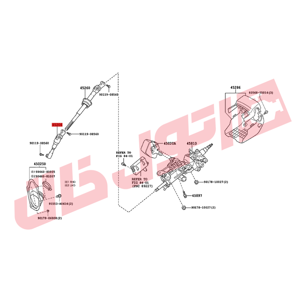 چهار شاخ فرمان پایینی لکسوس GS250 مدل 2016-2014