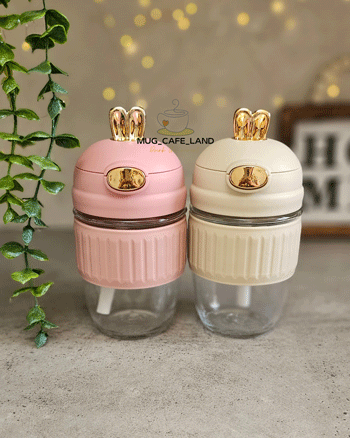 ماگ خرگوشی نی دار شیشه ای کد 996