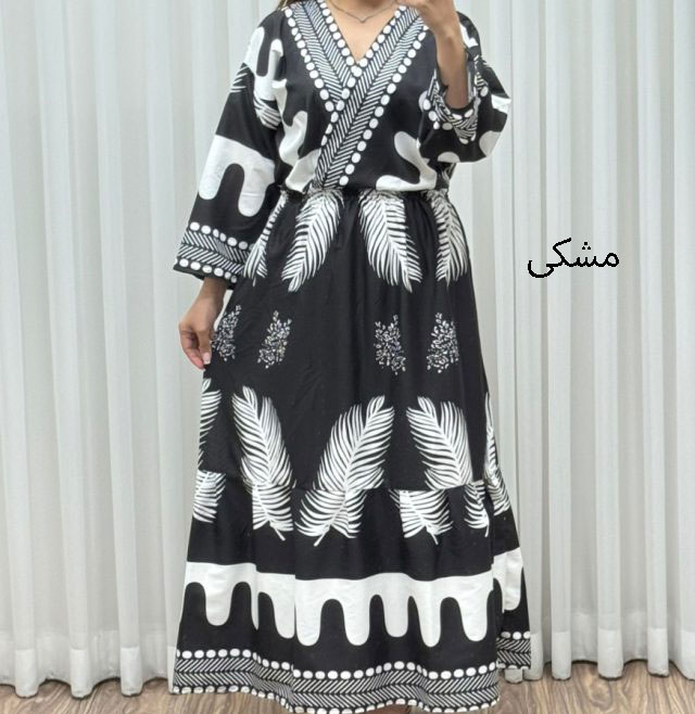 پیراهن ساحلی آیلین چپ و راستی کد 1746 - مشکی