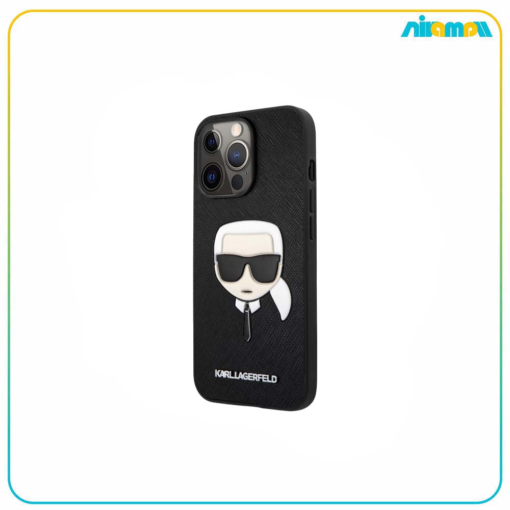 کاور کارل لاگرفلد مدل PU Saffiano Embossed Karl's Head مناسب برای گوشی موبایل IPhone 13 Pro