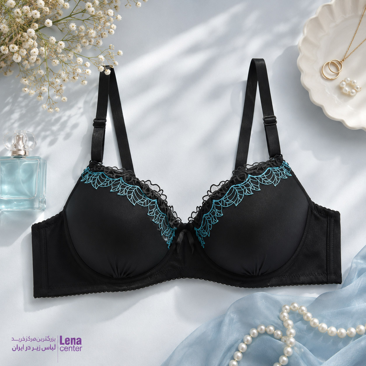 سوتین زنانه نیم کاپ جکدارلبه گلدوزی