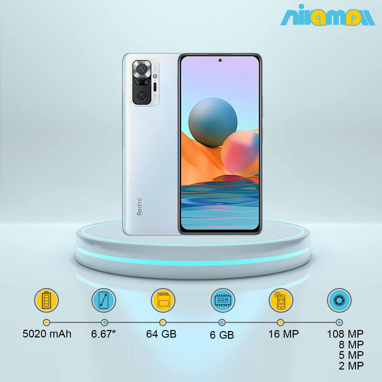 گوشی موبایل شیائومی مدل redmi Note 10 Pro دو سیم‌ کارت ظرفیت 64گیگابایت و رم6 گیگابایت