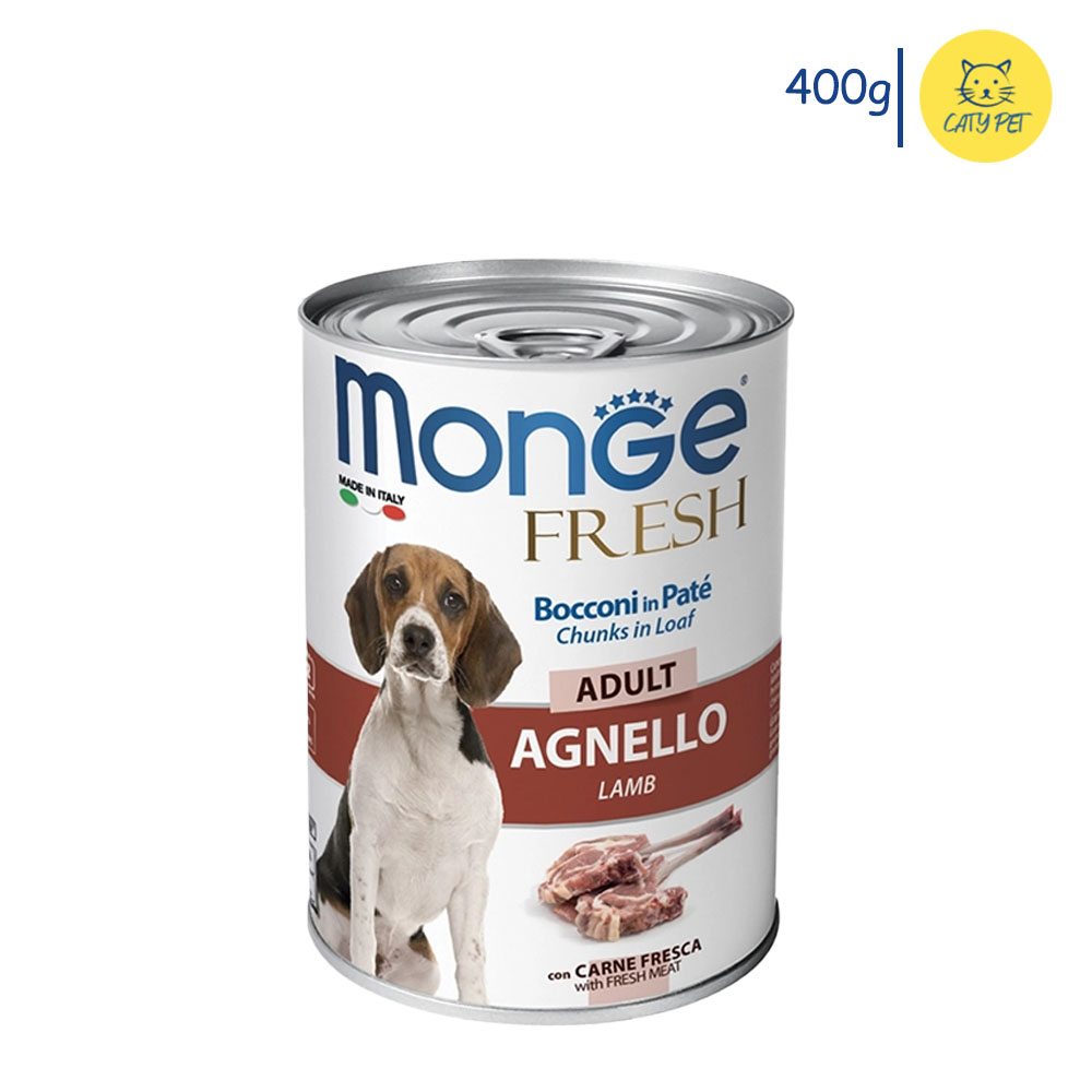 کنسرو سگ بالغ مونژه Monge Fresh Adult Dog Chunks in Loaf  گوشت بره وزن 400 گرم