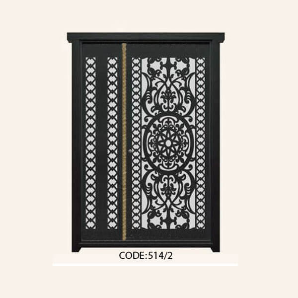درب یک و نیم لنگه فلزی CNC طرح 514