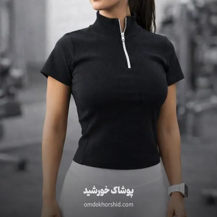 کراپ پنبه یقه مردانه نیم زیپ