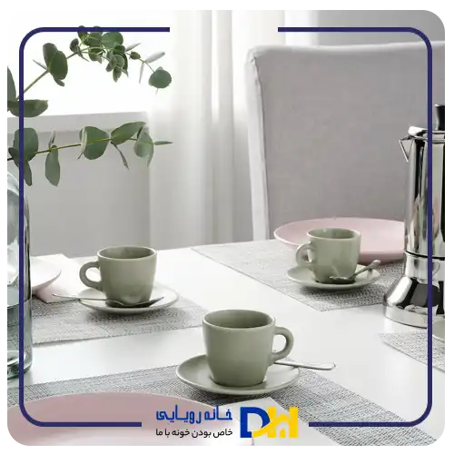 فنجان نعلبکی چایخوری۴نفره سبز ایکیا FÄRGKLAR