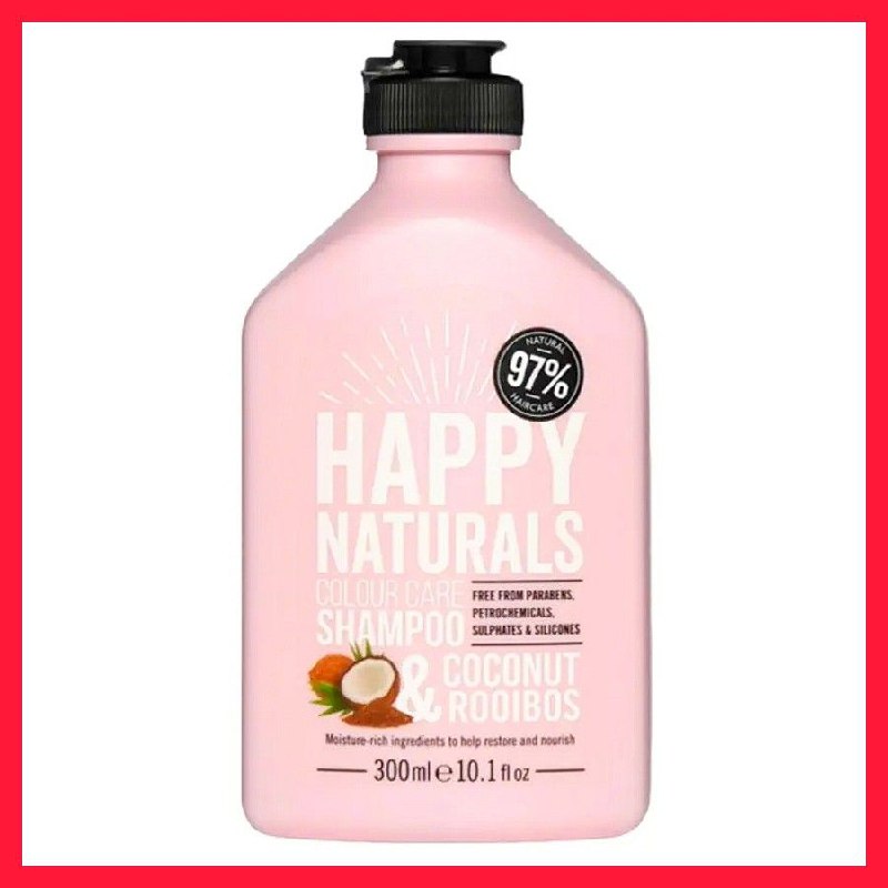 شامپو موهای رنگ شده عصاره نارگیل و گیاه رویبوس هپی نچرال اصلی 300ml