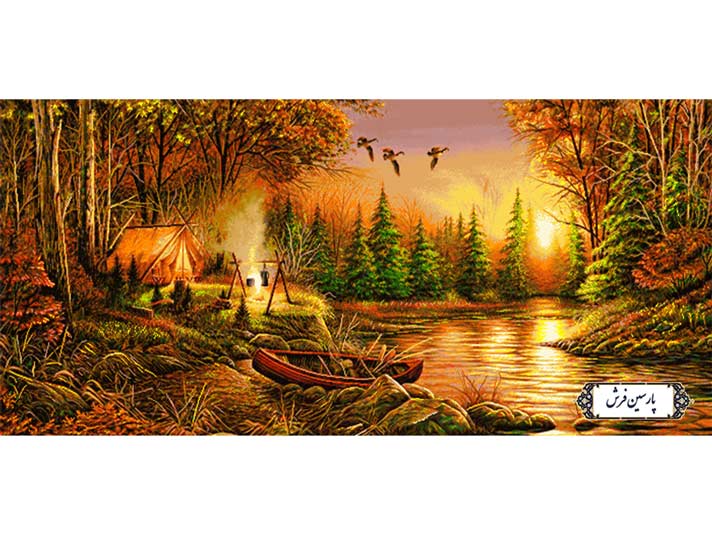 نخ و نقشه تابلو فرش منظره غروب - کد NV773