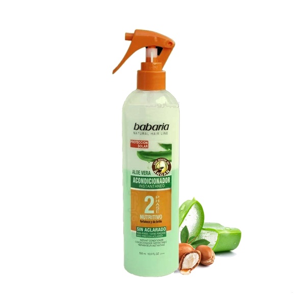 اسپری مو دو فاز باباریا سبز BABARIA ALOEVERA+ARGAN INSTANT CONDITIONER حجم 500ml