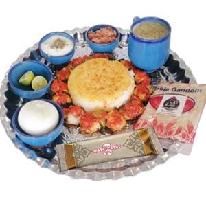 کته گیلکی با کباب فیله جوجه عربی درباری (دو سیخ)