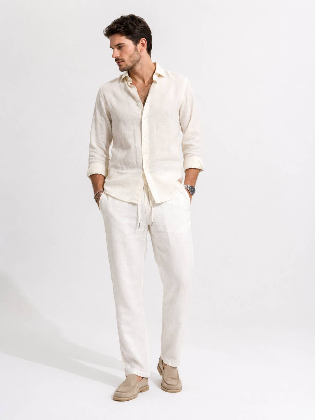 شلوار لینن اورجینال برند(ZARA) سفید کد ۰۲۳۴
