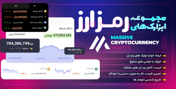 افزونه قیمت رمز ارز، Massive Cryptocurrency Widgets