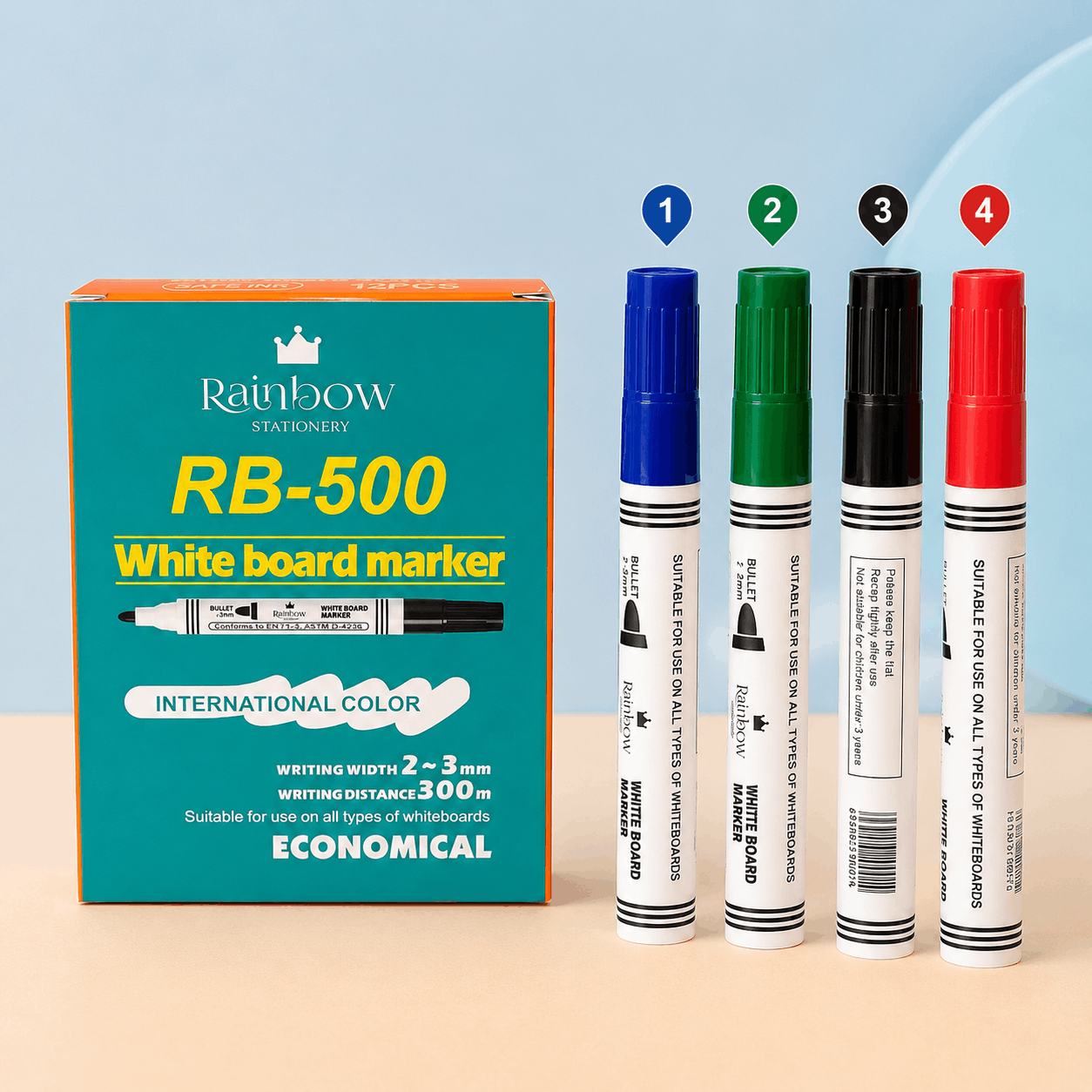 ماژیک وایت برد Rainbow RB-500 | نوک بولت 2 تا 3 میلی‌متر
