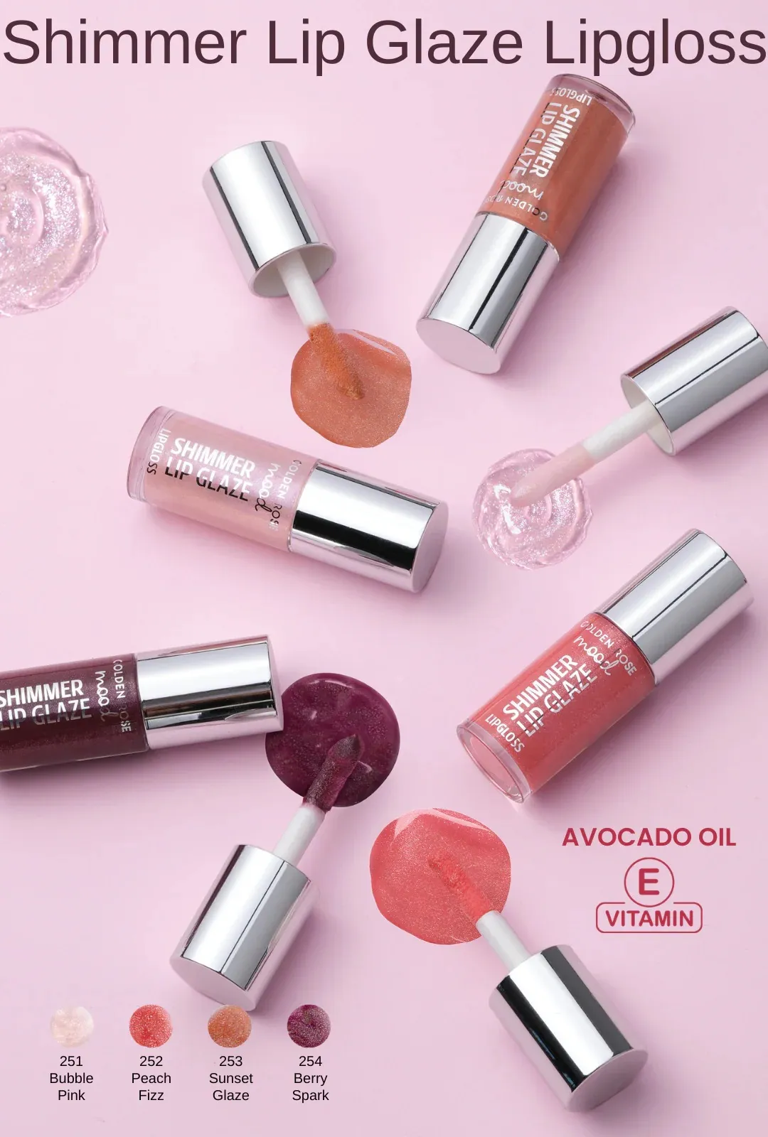 لیپ گلاس شایندار گلدن رز | Golden Rose Mood Shimmer Lip Glaze