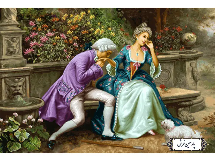 نخ و نقشه تابلو فرش دستباف تبریز طرح دست بوسی - کد NF2188