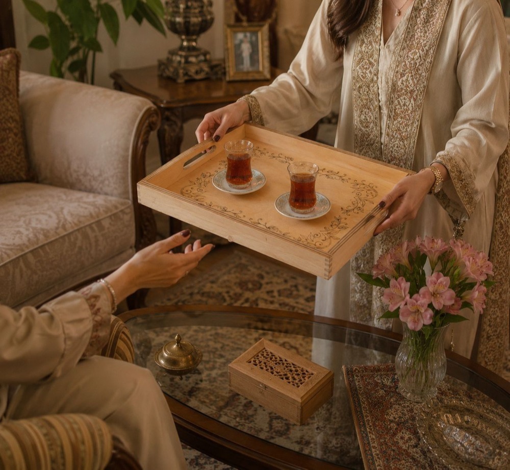 سینی لیزری چوبی