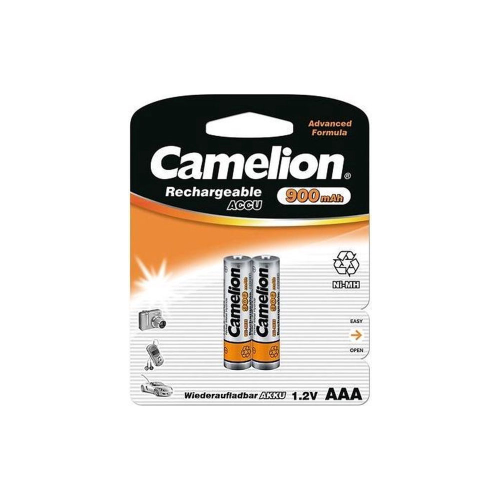کملیون آلکالاین نیم قلمی 900 میلی آمپر قلمی قابل شارژ 2 عددی Camelion Alkaline AAA Rechargeable 900 mAh card of 2