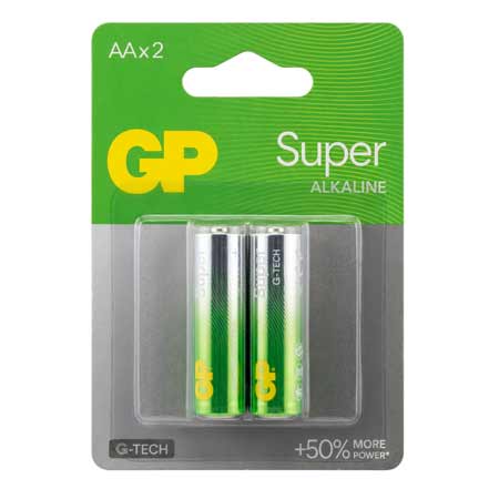 باتری قلمی آلکالاین (GP Super ALKALINE+50%MORE POWER-AAx2)