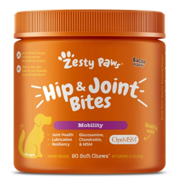 مکمل جویدنی مفاصل و استخوان سگ زستی پاوز Zesty Paws Hip & Joint Bites