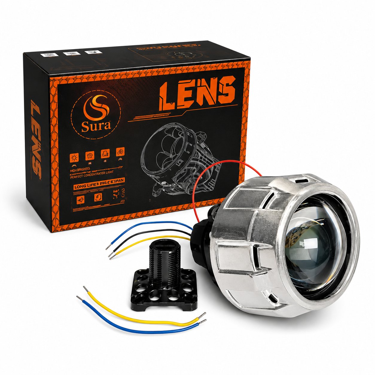 لنز چراغ خودرو سورا Q25 PRO 4300K سایز ۲.۵ اینچ