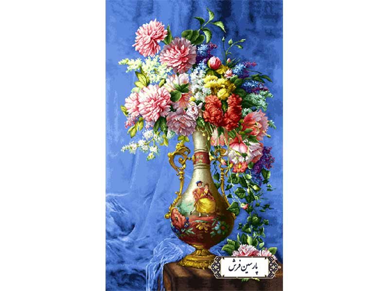 نخ و نقشه تابلو فرش گل و گلدان درباری - کد NG1636