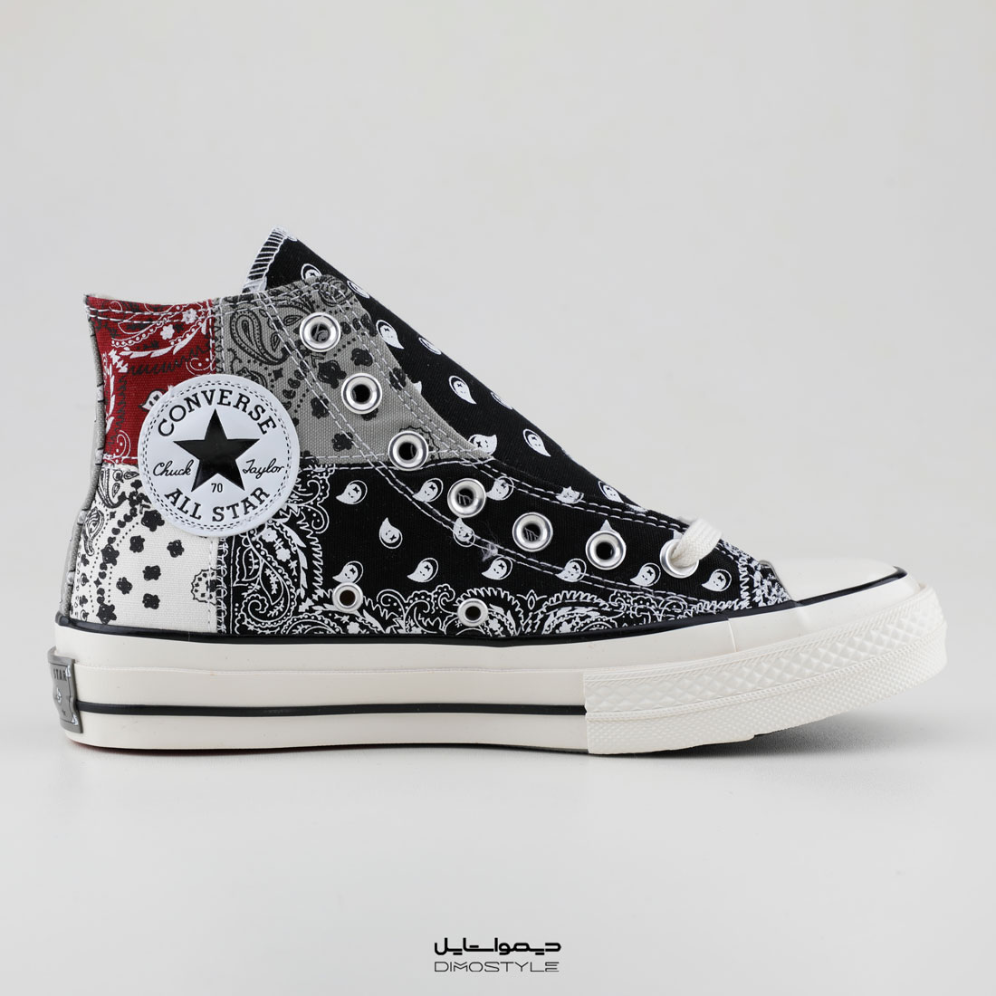 کفش اسپرت کانورس زنانه ساق بلند مدل بته جقه مشکی CONVERSE CREAMY BOTE BELAK