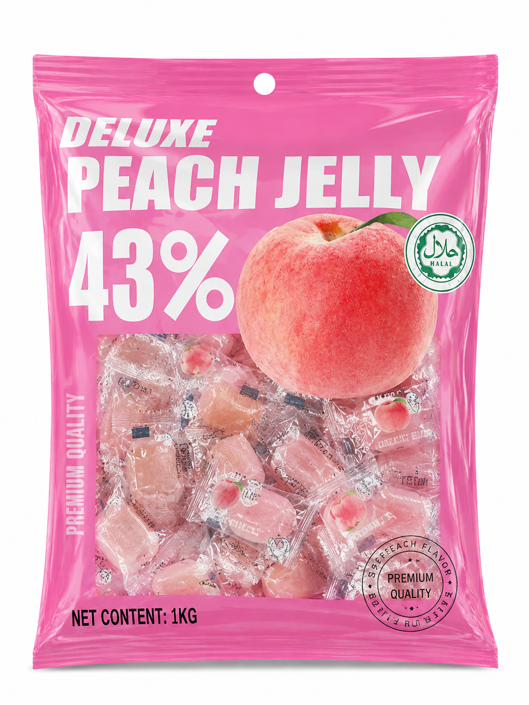 پاستیل ژله‌ای هلو Deluxe Peach Jelly 43%