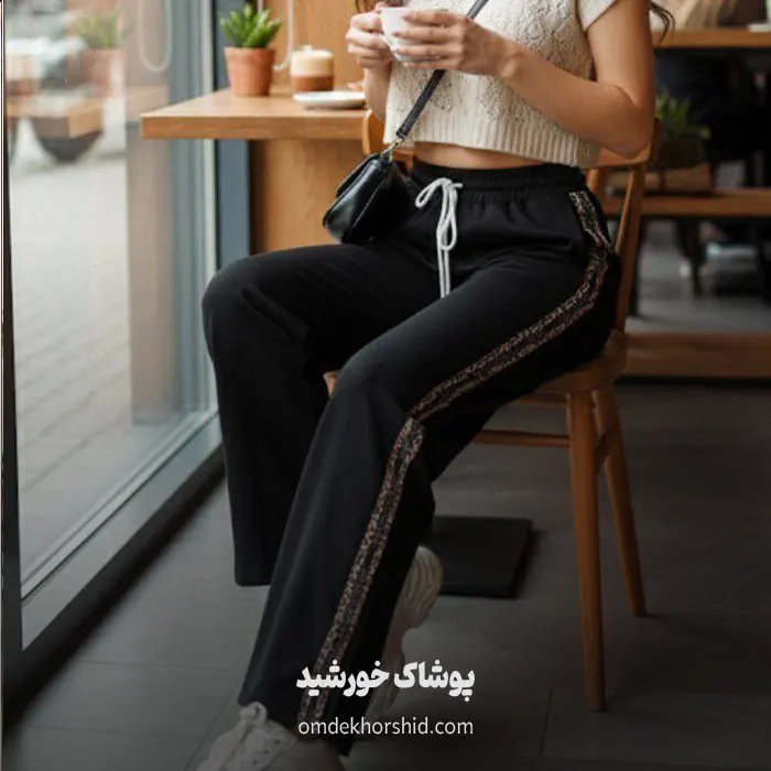 شلوار بگ نوار پلنگی