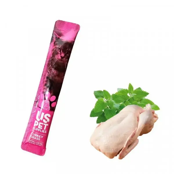 بستنی گربه یو اس پت (US PET) طعم بوقلمون و گرس 17 گرم (کپی)