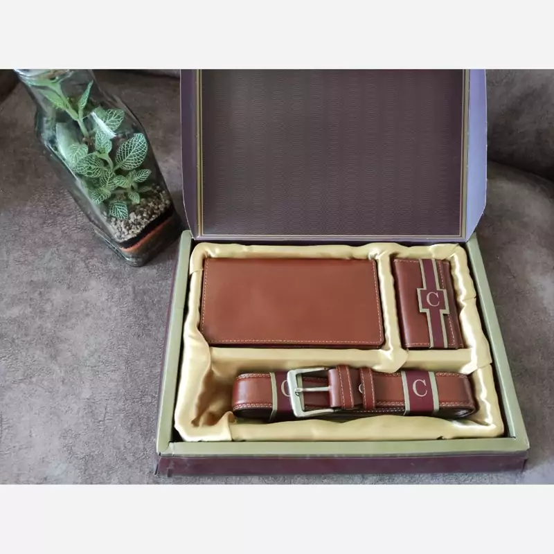 ست هدیه مردانه تمام چرم طبیعی اصل کلاسیک CLASSIC