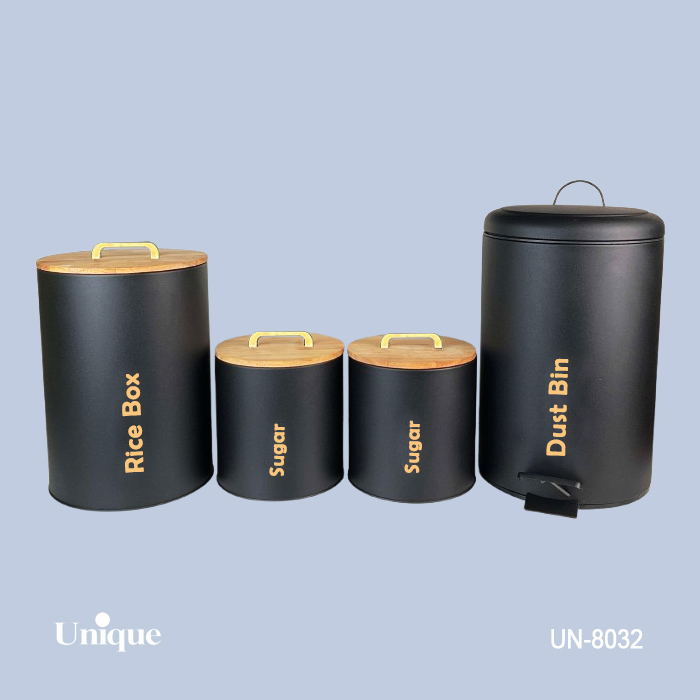 ست 4 پارچه مشکی مات درب بامبو T یونیک کد UN-8032
