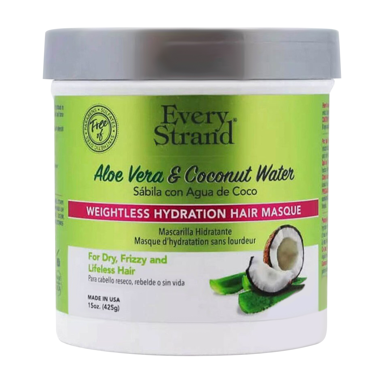 ماسک مو آبرسان حاوی آلوئه ورا و آب نارگیل اوری استرند 425 گرم Hydrating hair mask containing aloe vera and coconut water Every Strand
