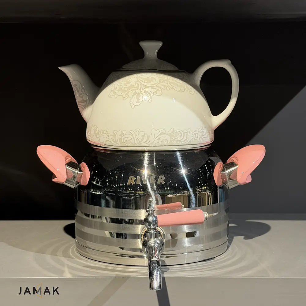 کتری قوری استیل شیاردار ریور کد 3886