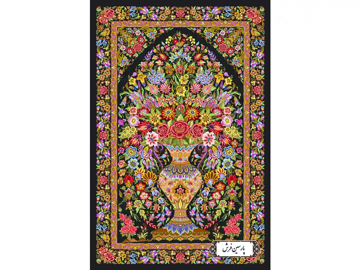 نخ و نقشه فرش قالیچه طرح گلدان زندگی - کد NZ2836
