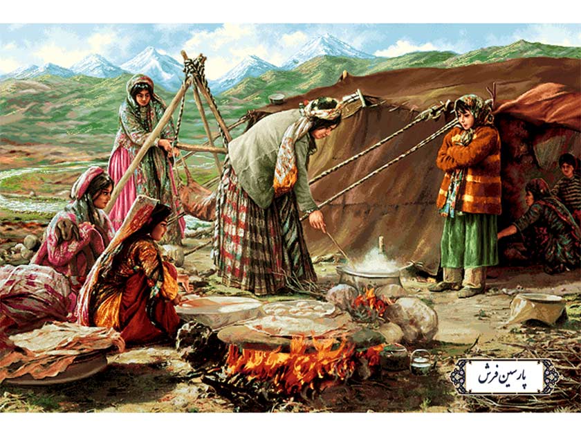 نخ و نقشه تابلو فرش طرح عشایر ایران - کد NP4941