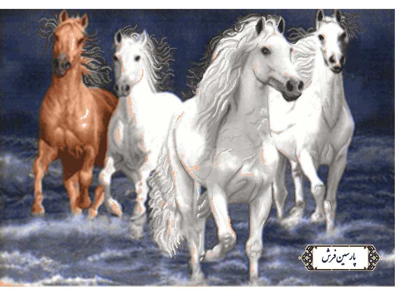نخ و نقشه تابلو فرش طرح گله اسب - کد NH3587