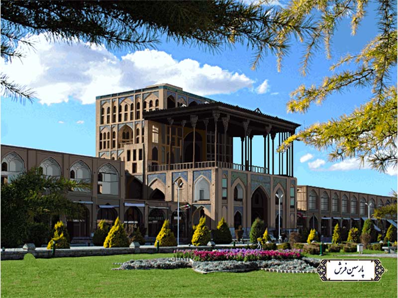 نخ و نقشه تابلو فرش عمارت عالی قاپو اصفهان - کد NV874
