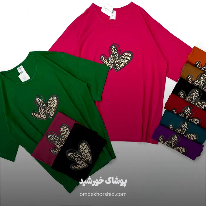 تیشرت لانگ پنبه فانتزی سایز۳X