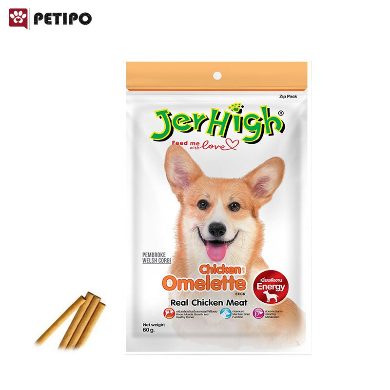 تشویقی مدادی سگ طعم مرغ و املت جرهای (JerHigh Chicken Omelette) وزن 60 گرم