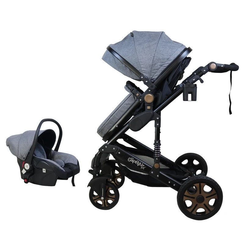 ست کالسکه و کریر اسپرینگ مدل spida black - طوسی