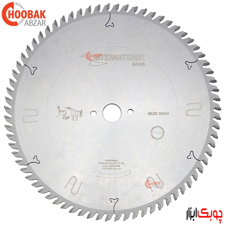 تیغ اره الماسه پانل بر 350*72 شفت 30 اینترنشنال کد SEZB35003