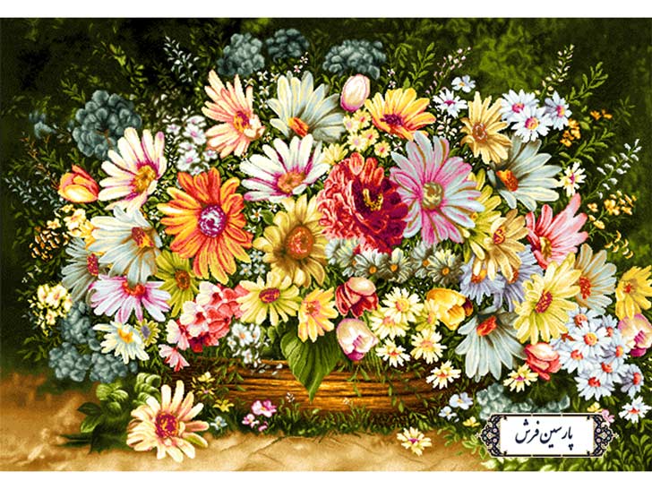 نخ و نقشه تابلو فرش سبد زیبای گل - کد NG1437