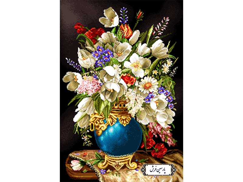 نخ و نقشه تابلو فرش طرح گلدان مجلسی - کد NG1655
