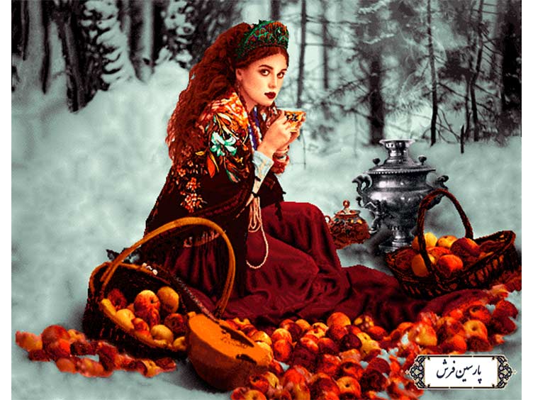 نخ و نقشه تابلو فرش طرح دختر روسی - کد NC6363