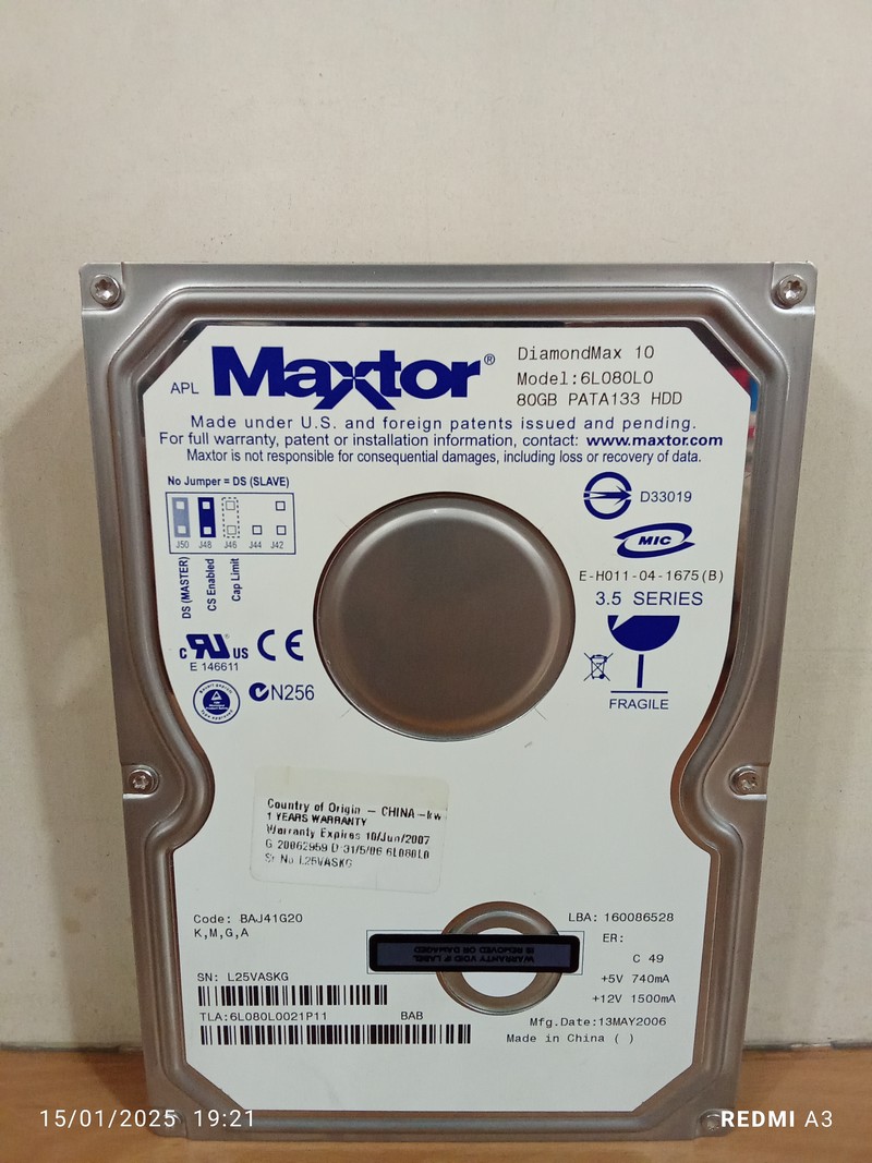 هارد استوک 80گیگ MAXTOR سلامت 100%(کد HD-M-K-G)