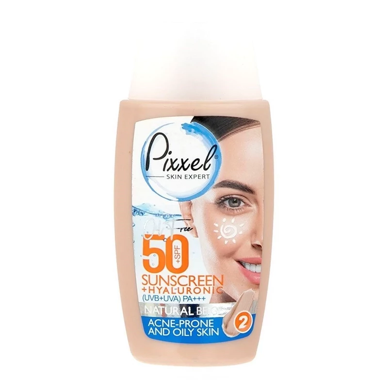 ضد آفتاب پیکسل +SPF50 رنگی بژ طبیعی پوست چرب و جوش دار 50 میل