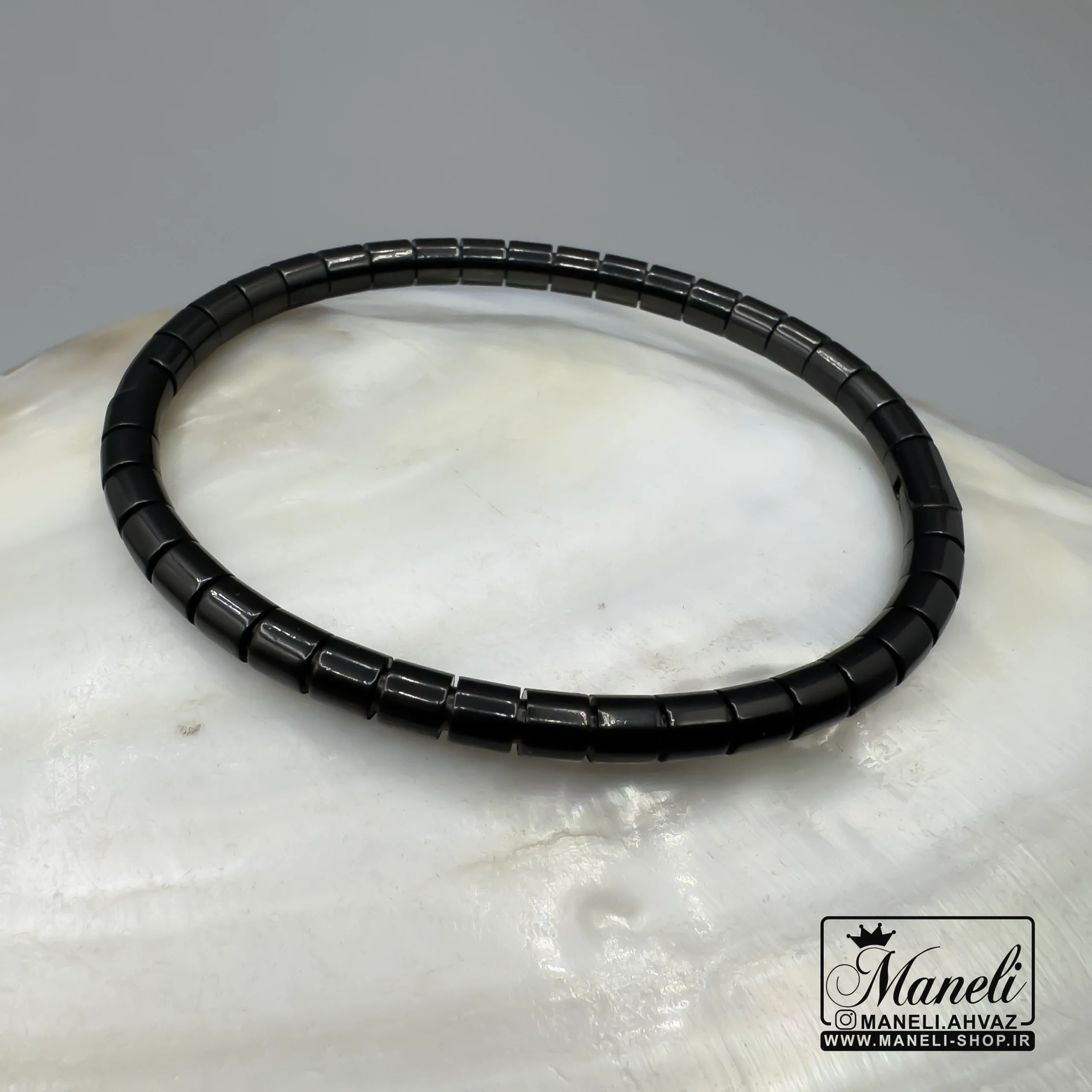 دستبند مردانه بنگل مردانه مشکی طرح سیم تلفن|140406118